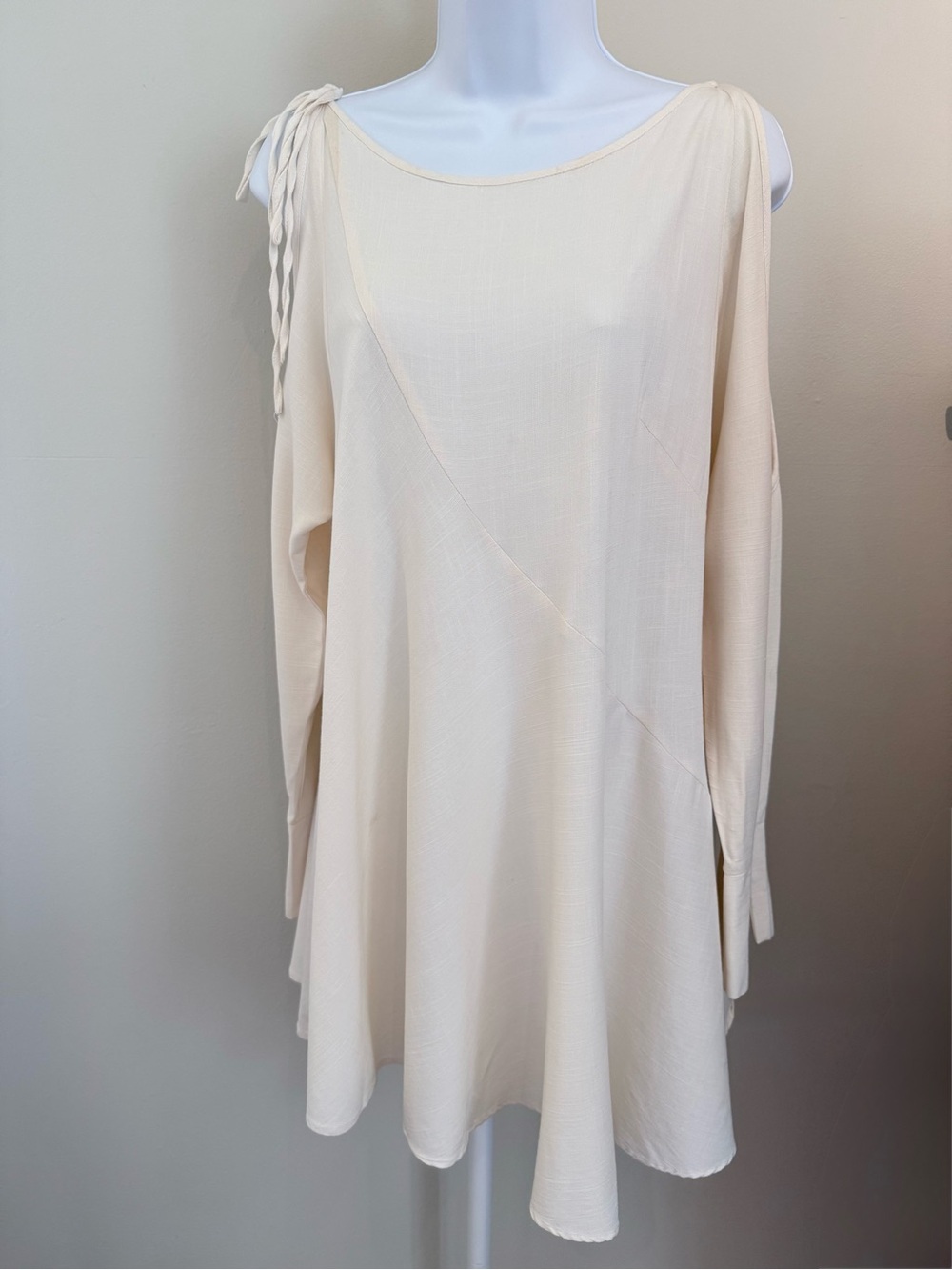 Free People Cream Cold-Shoulder Tunic with Braided Tie